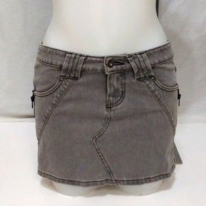Bebe Sport Y2K Light Wash Black Micro Mini Denim Skirt Size 26